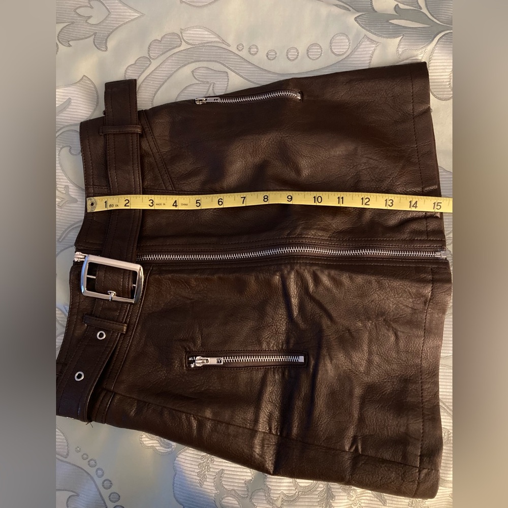 NWT Raga Brown Faux Leather Mini Skirt w/ Belt - Picture 6 of 6